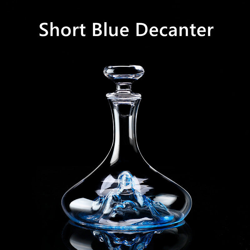 Crystal Glass Blue Stem Burgundy Wine Glass With Blue Mountain Wine Decanter Sets | Stornfield