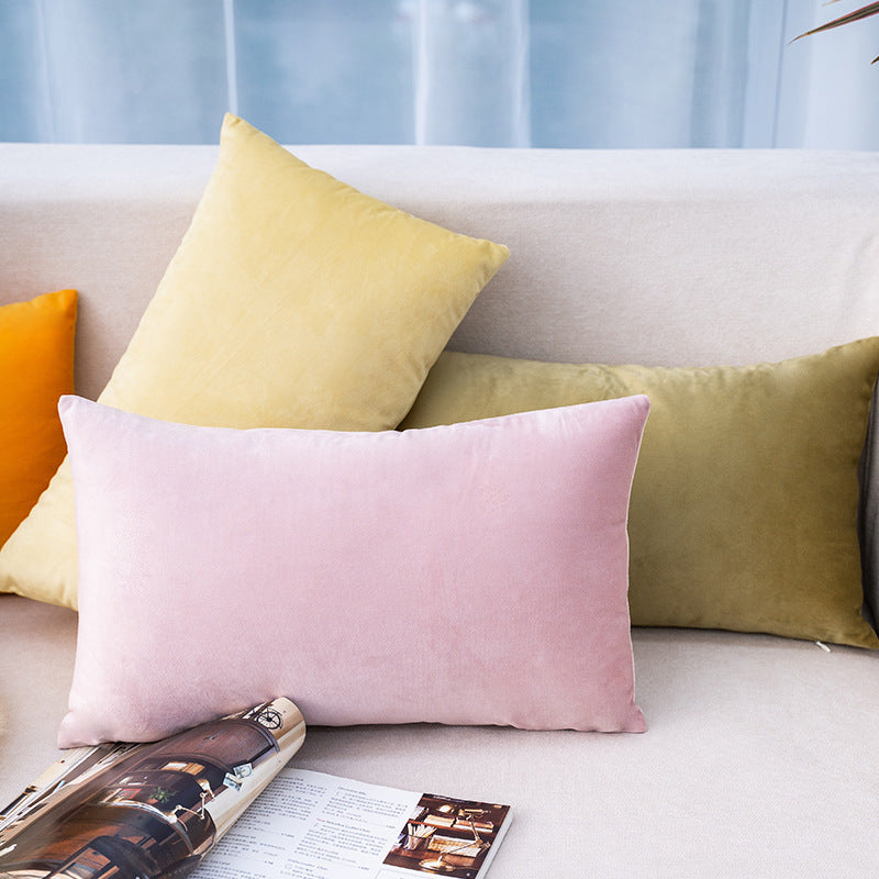 Plush Velvet Lumbar Pillow Cover with Hidden Zipper and Removable Insert Support
