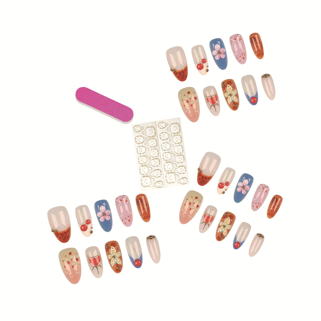 Artistic Floral Design Press-On Nail Set