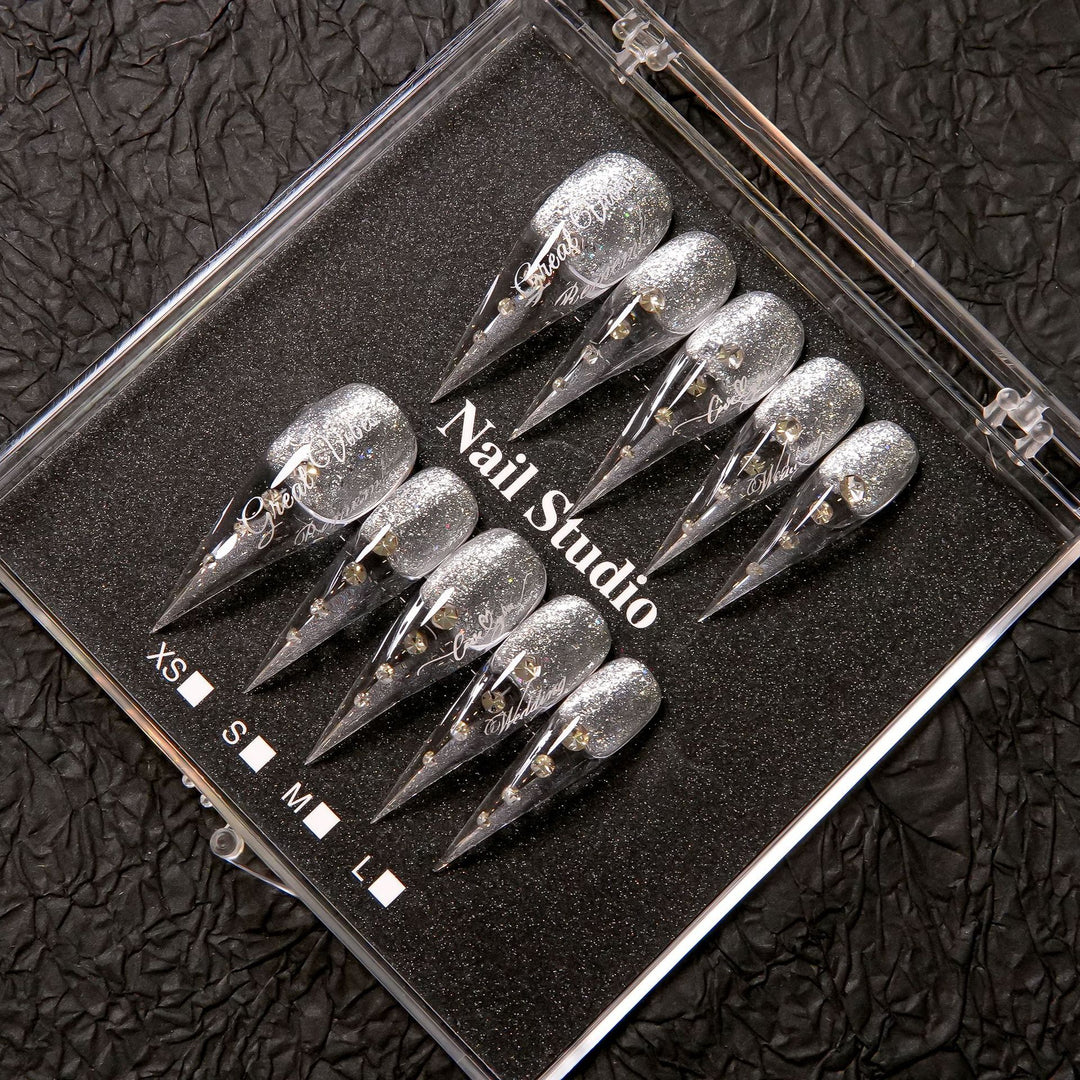 Glamorous Stiletto Press-On Nail Set with Gem Accents  1791254959