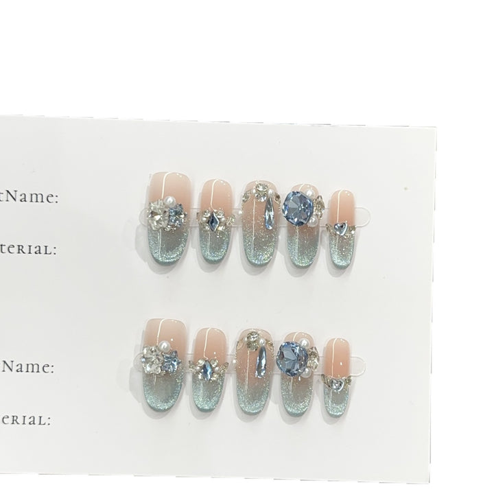 Glamorous Crystal-Embellished Press-On Nail Art