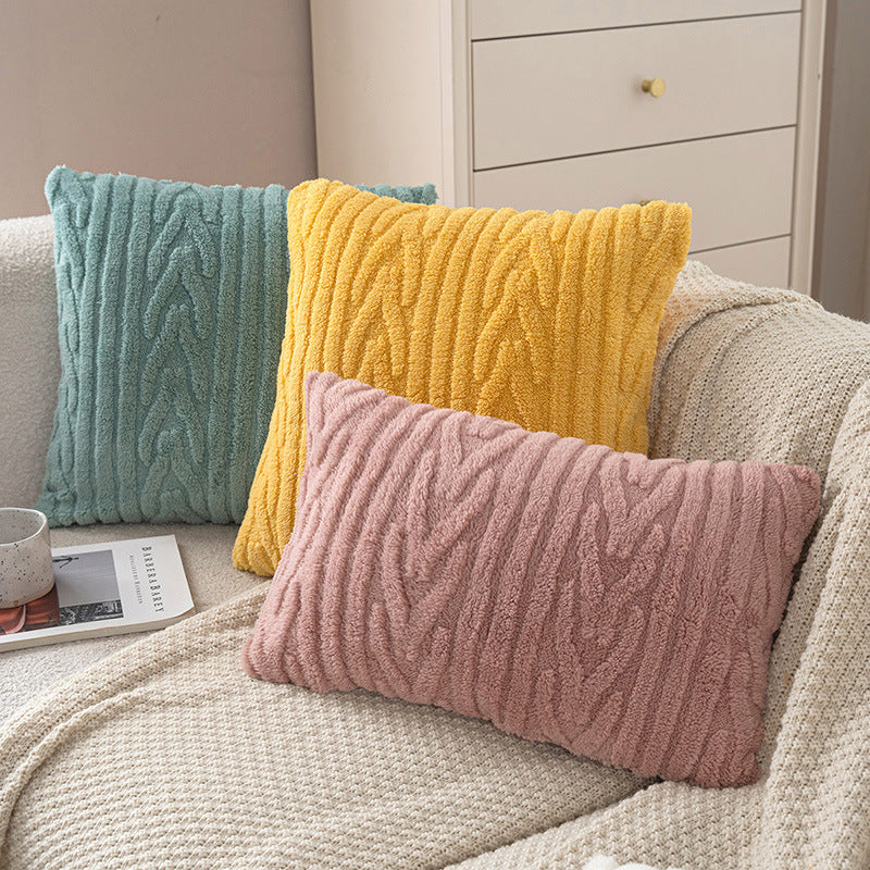 Plush Cable-Knit Decorative Throw Pillow Cover