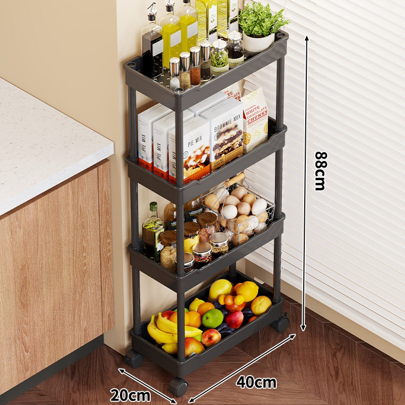5-Tier Rolling Kitchen Storage Cart with Deep Plastic Baskets and Locking Casters