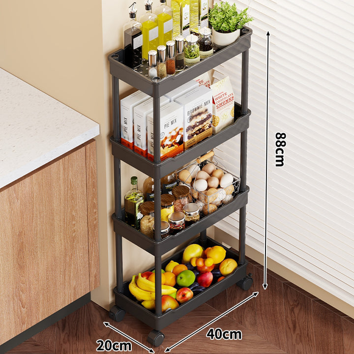 5-Tier Rolling Kitchen Storage Cart with Deep Plastic Baskets and Locking Casters