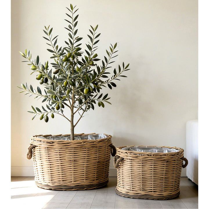 Handwoven storage basket with carrying handles Stornfield