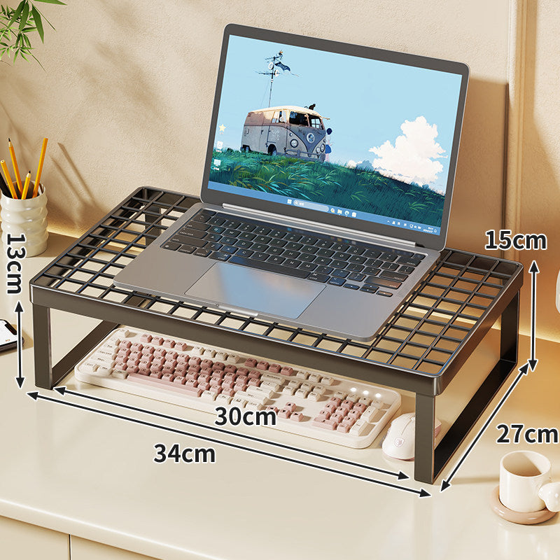 Elevated Mesh Laptop Stand Riser with Under-Keyboard Storage