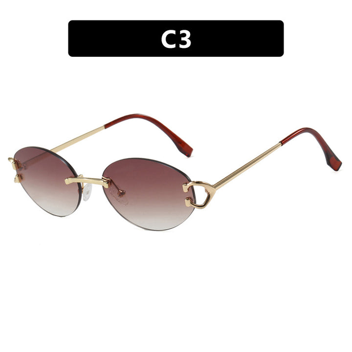 Women's elegant oval-shaped sunglasses with fashionable metal frame Stornfield