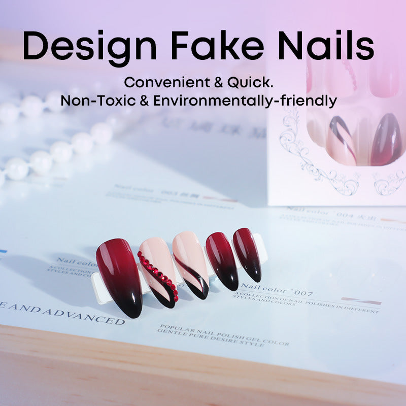 Nail set with elegant ombre design and creative decorations Stornfield