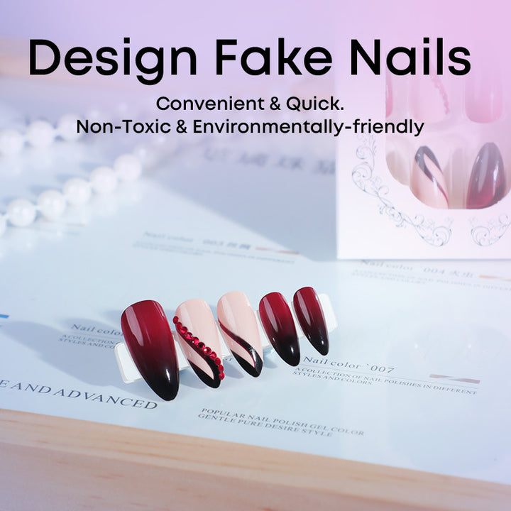 Nail set with elegant ombre design and creative decorations Stornfield
