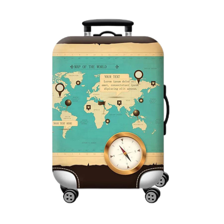 Unisex hard-shell cabin trolley with vintage travel illustration, 360° swivel wheels and telescopic handle Stornfield