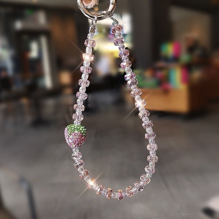 Strawberry-Themed Beaded Charm Keychain Stornfield