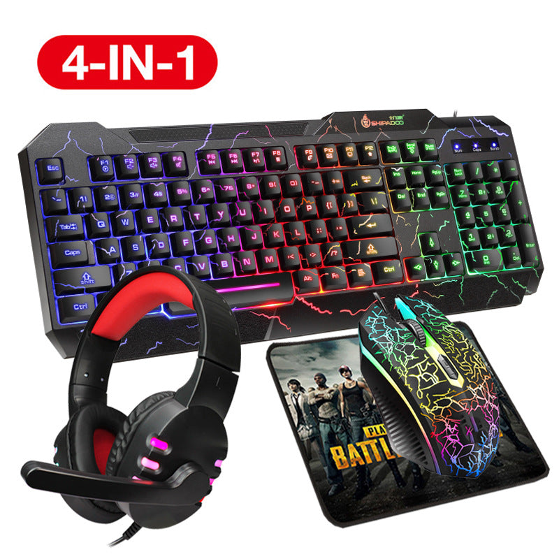 4-in-1 Gaming Accessory Set with Illuminated Keyboard, Precision Mouse, Gaming Headset, and Mouse Pad Stornfield