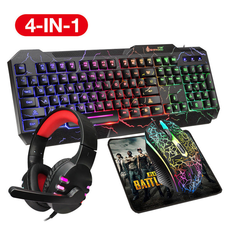 4-in-1 Gaming Accessory Set with Illuminated Keyboard, Precision Mouse, Gaming Headset, and Mouse Pad Stornfield