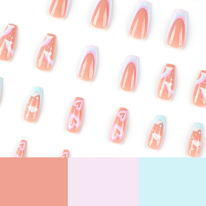Creative Nail Art with Heart and Cloud Design Stornfield