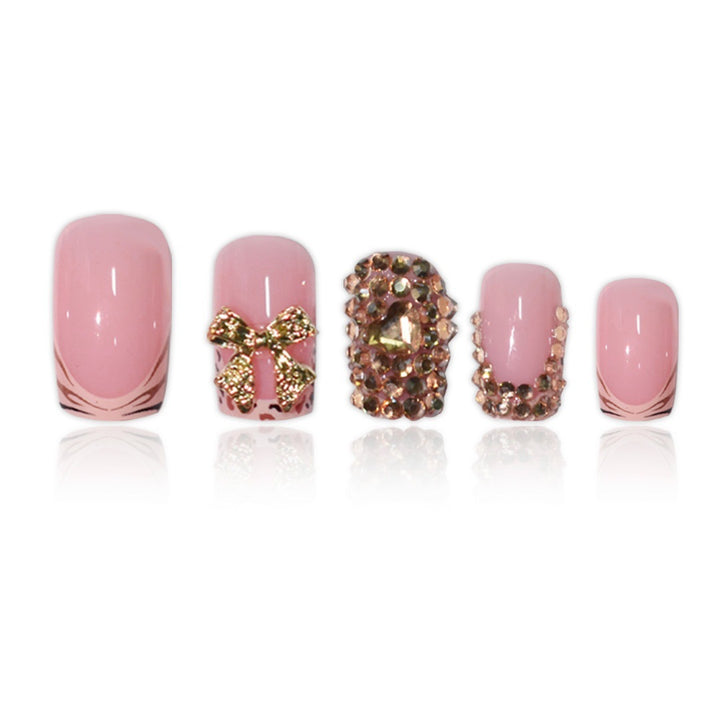 Artistic Rhinestone-Embedded Press-On Nails Stornfield