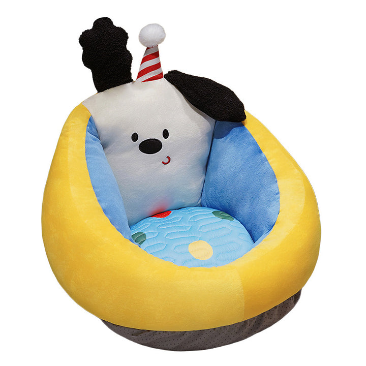 Soft Plush Pet Bed with Raised Edge and Cute Biscuit Design