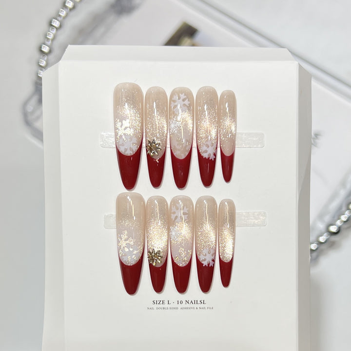Artistic Press-On Nail Set with Elegant Floral Design Stornfield