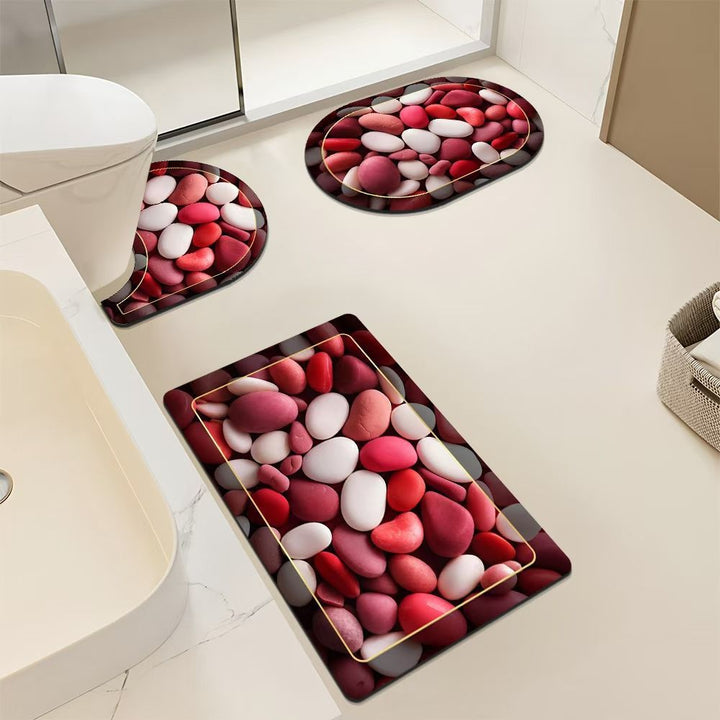 Artistic Pebble-Themed Bath Mat Set