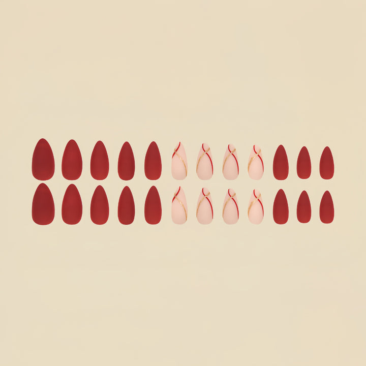 Artistic Press-On Nail Set with Luxe Metallic Accents Stornfield