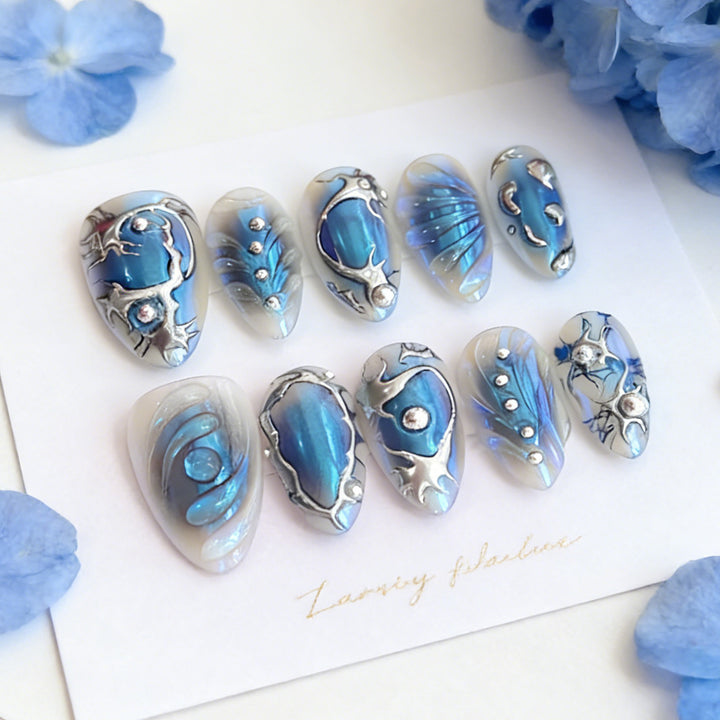 Artistic Pearl-Embellished Press-On Nail Art Stornfield