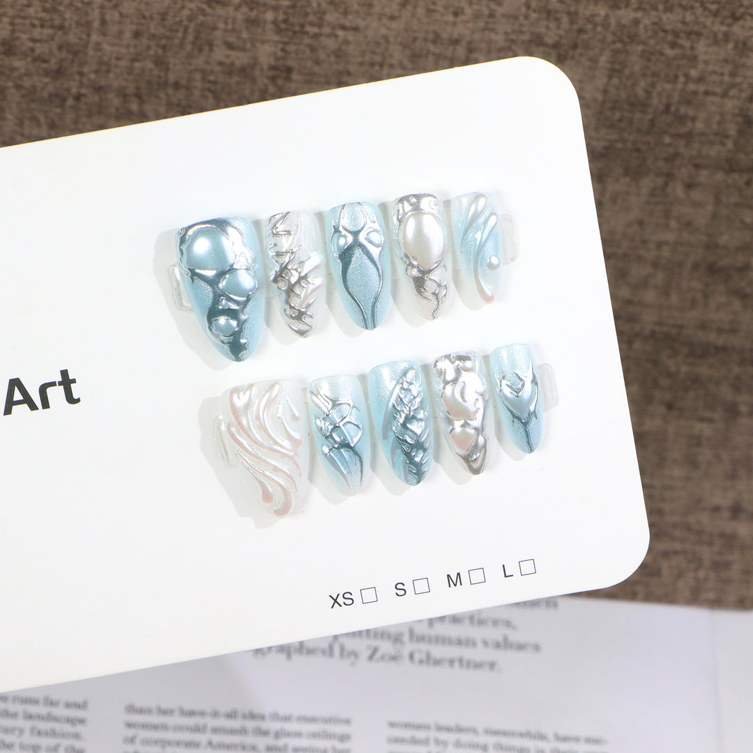 Artistic Metallic Press-On Nail Set Stornfield