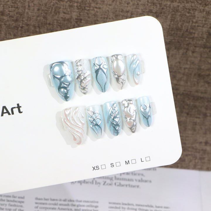 Artistic Metallic Press-On Nail Set Stornfield