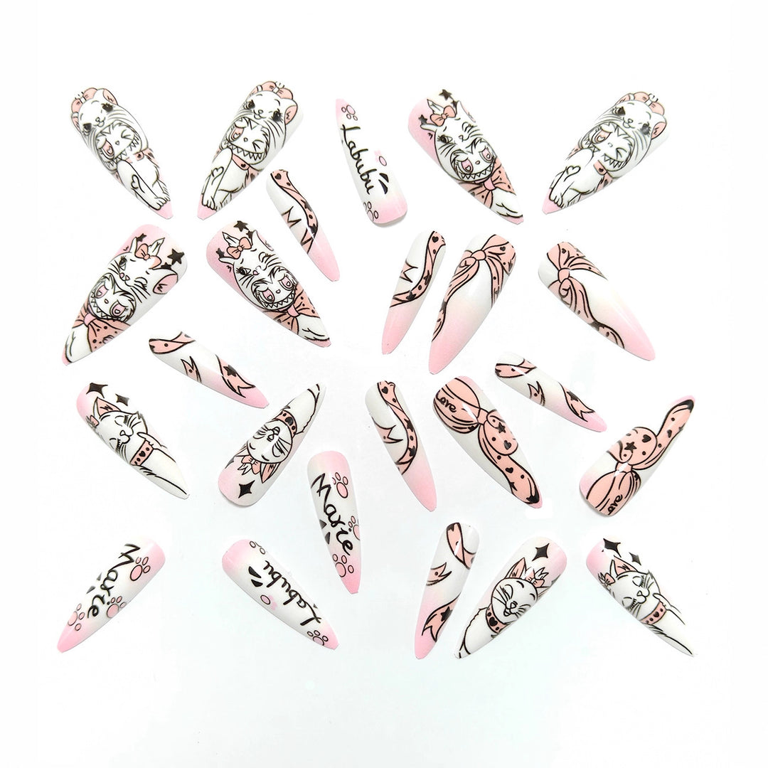 Playful artificial nails with cat designs Stornfield
