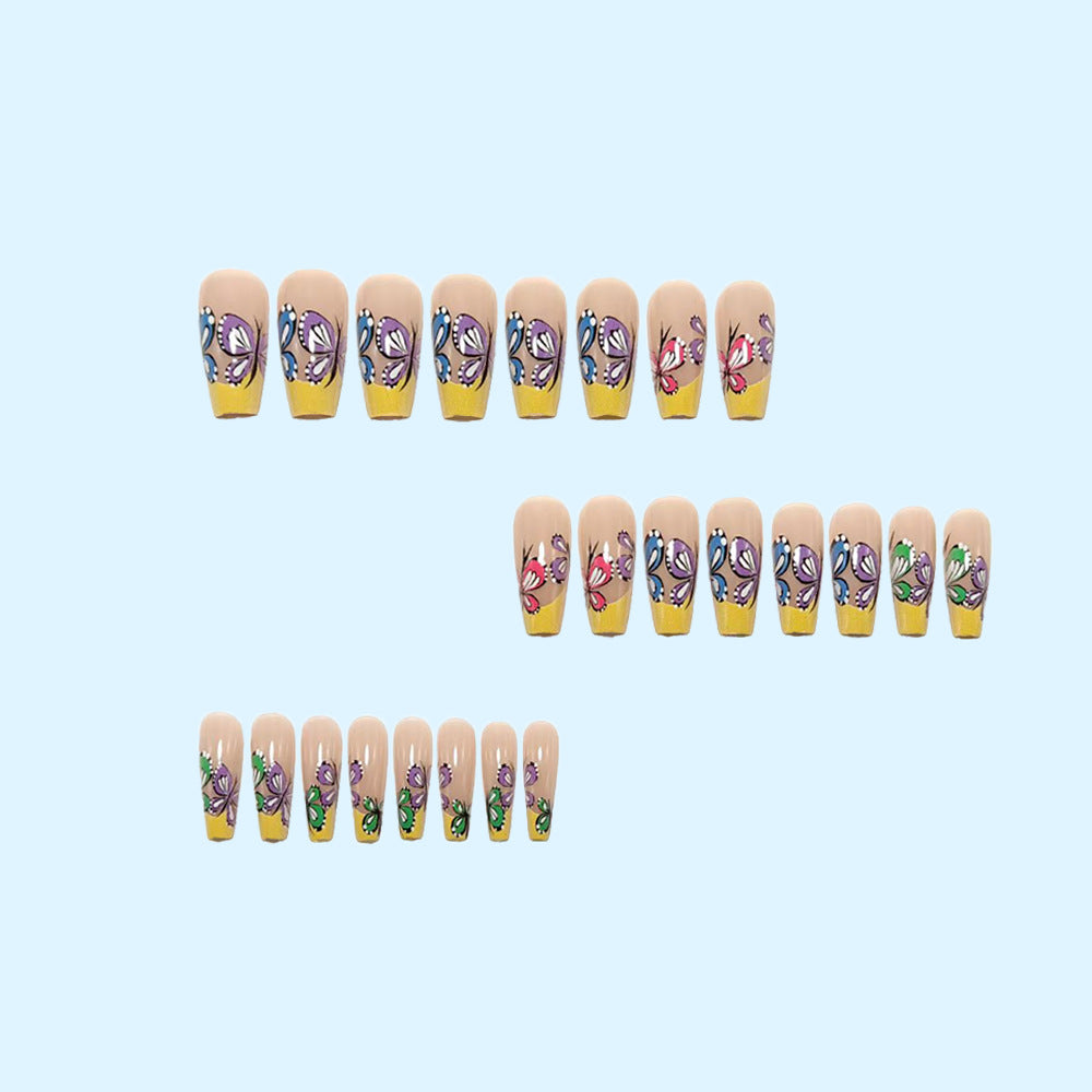 Colorful artificial nails with butterfly design Stornfield