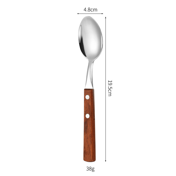 Dessert spoon with ergonomic wooden handle Stornfield