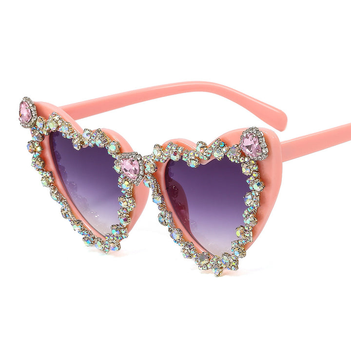 Women's Heart-Shaped Glamour Sunglasses with Rhinestone Decorations Stornfield