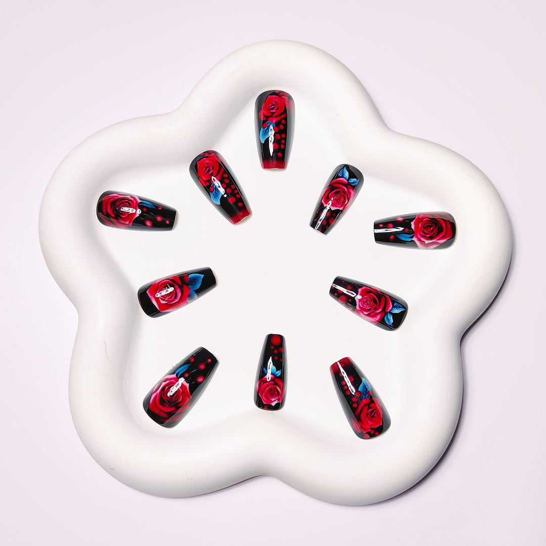 Elegant and Creative Art Nails with Rose Design Stornfield
