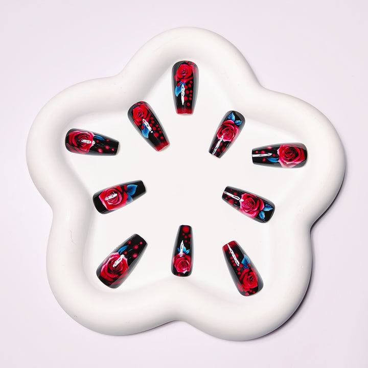 Elegant and Creative Art Nails with Rose Design Stornfield