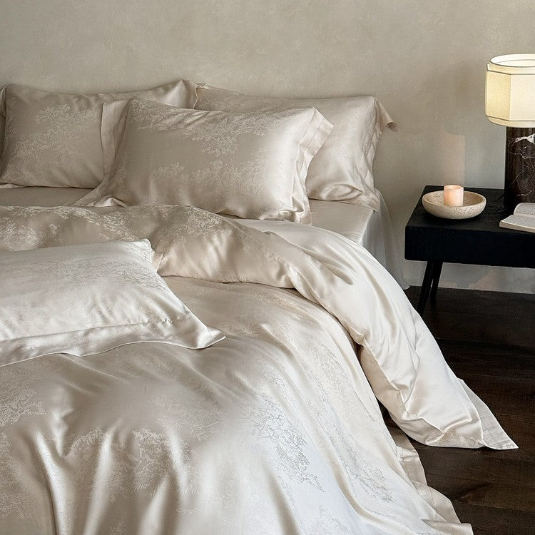 Decorative Luxurious Floral Patterned Satin Bedding Set Stornfield