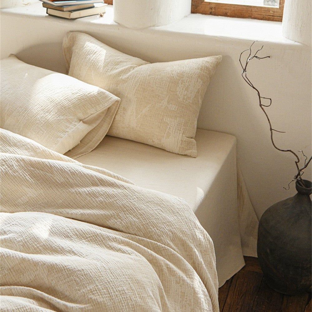 Bedding set made of linen-cotton mix with natural texture and light vintage look