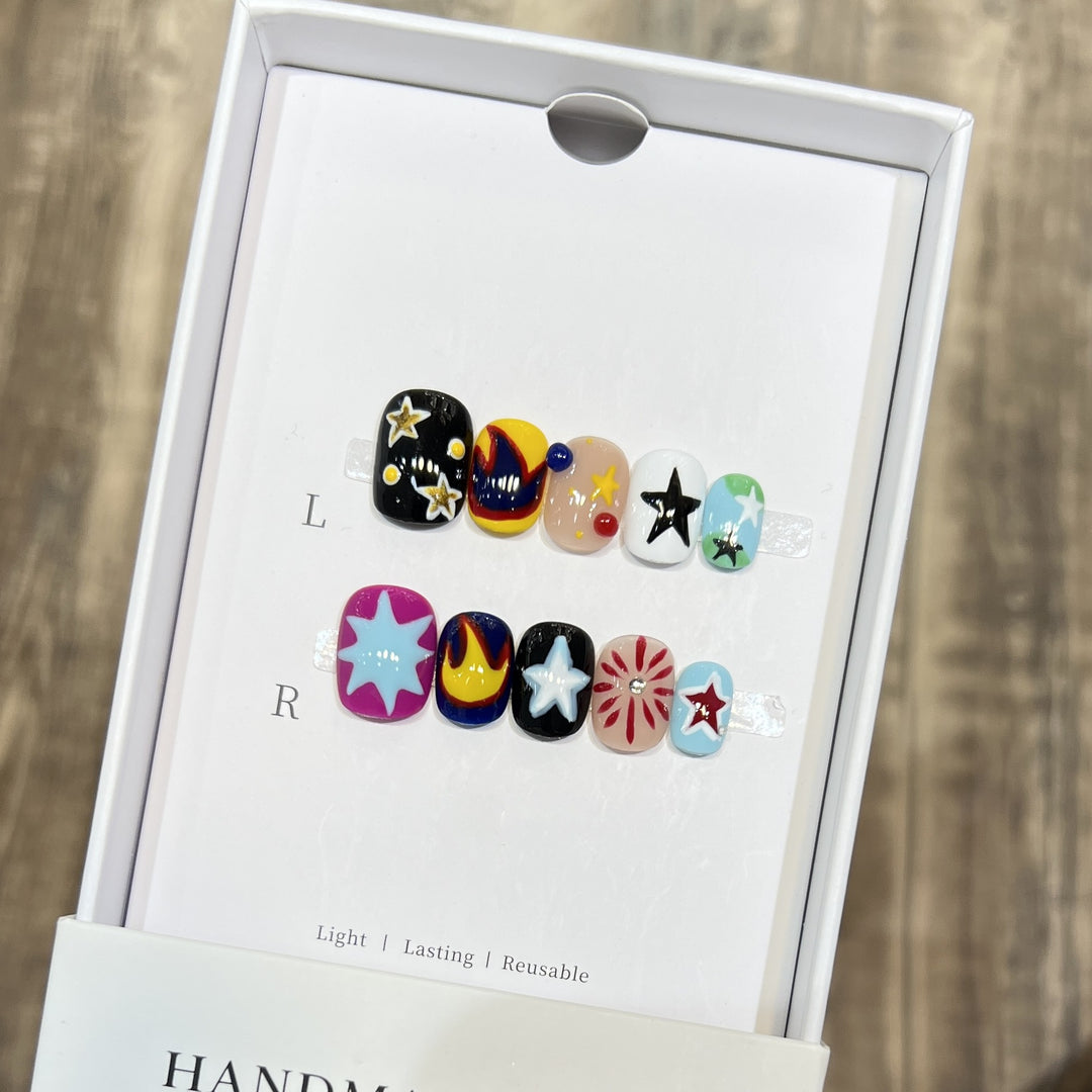 Cosmic-Themed Press-On Nail Art Set Stornfield