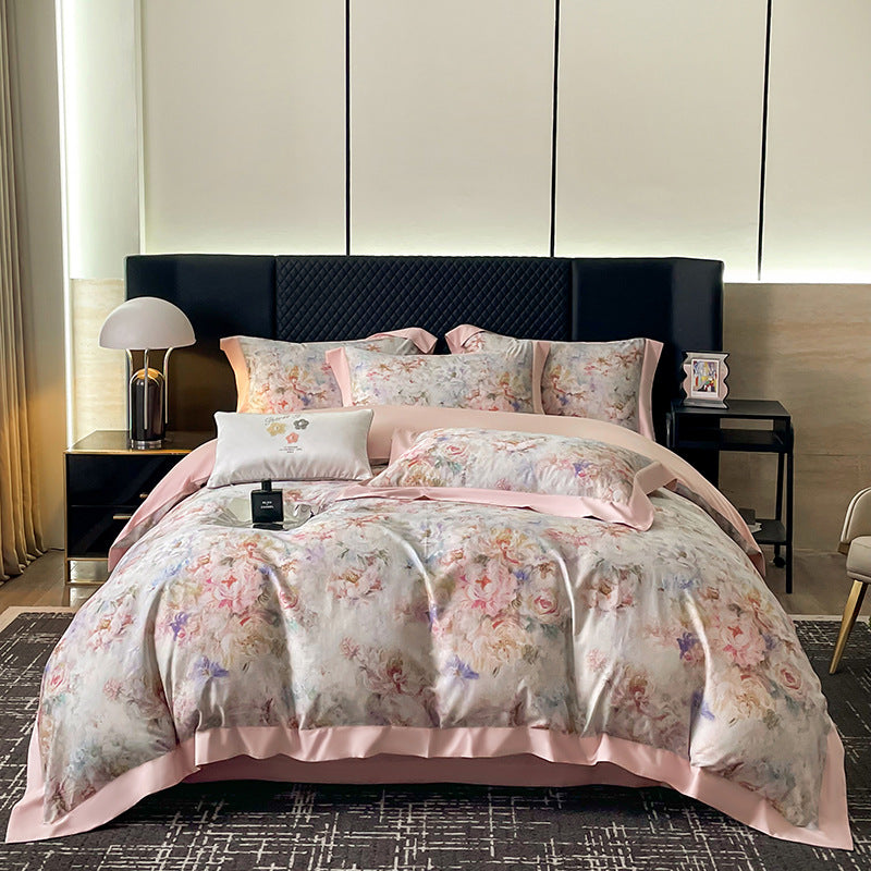Luxury Floral Cotton Sateen Duvet Cover Set