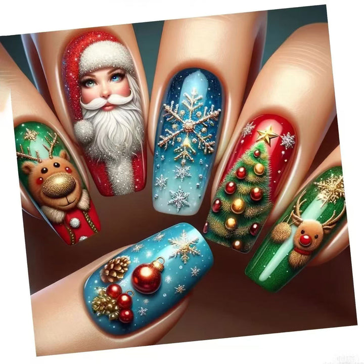 Festive Winter-Themed Nail Art Set