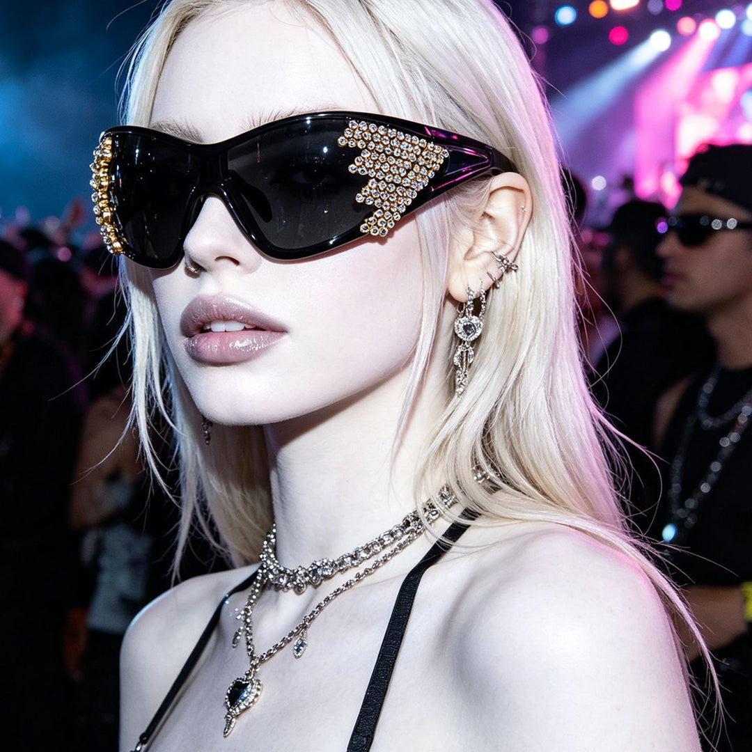 Ladies sporty sunglasses with sparkling decor Stornfield
