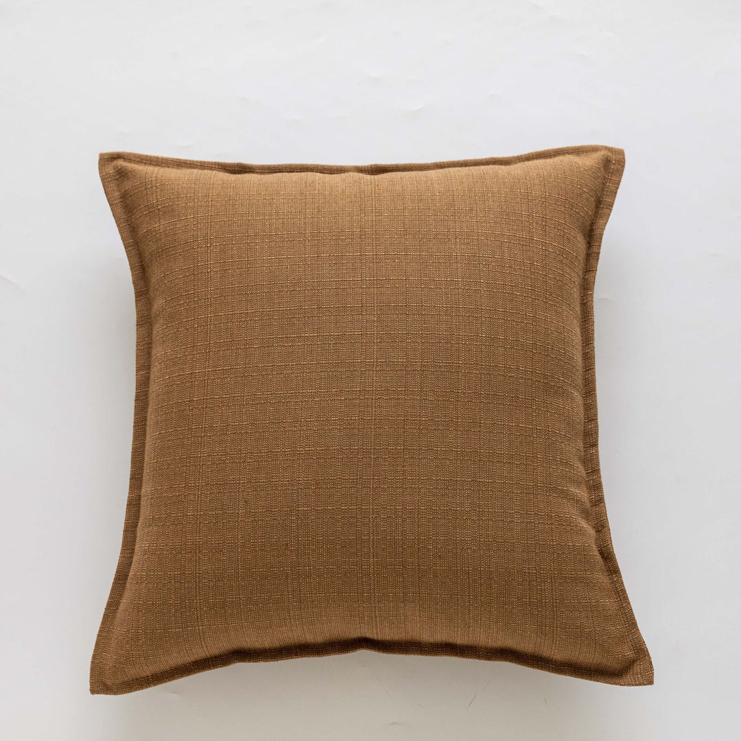 Square Natural Slub Linen Accent Cushion Cover with Welt Trim