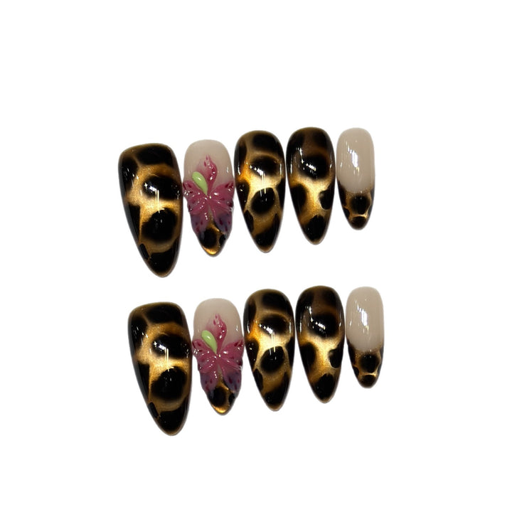 Artistic Stiletto Nail Tips with Floral Design Stornfield