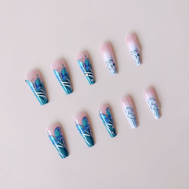 Nail art set with filigree butterfly embellishments Stornfield
