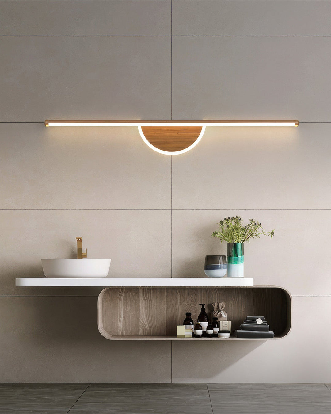 Stornfield | Modern Arc Wooden Wall Sconce