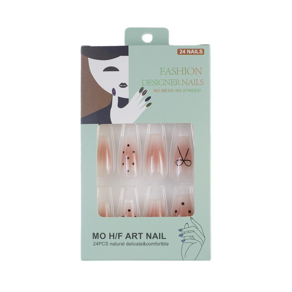 Artificial nails with modern dot design and elegant accents Stornfield