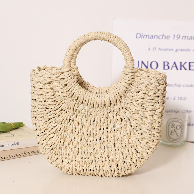 Trendy Bast Bag with Round Handle and Textured Design Stornfield