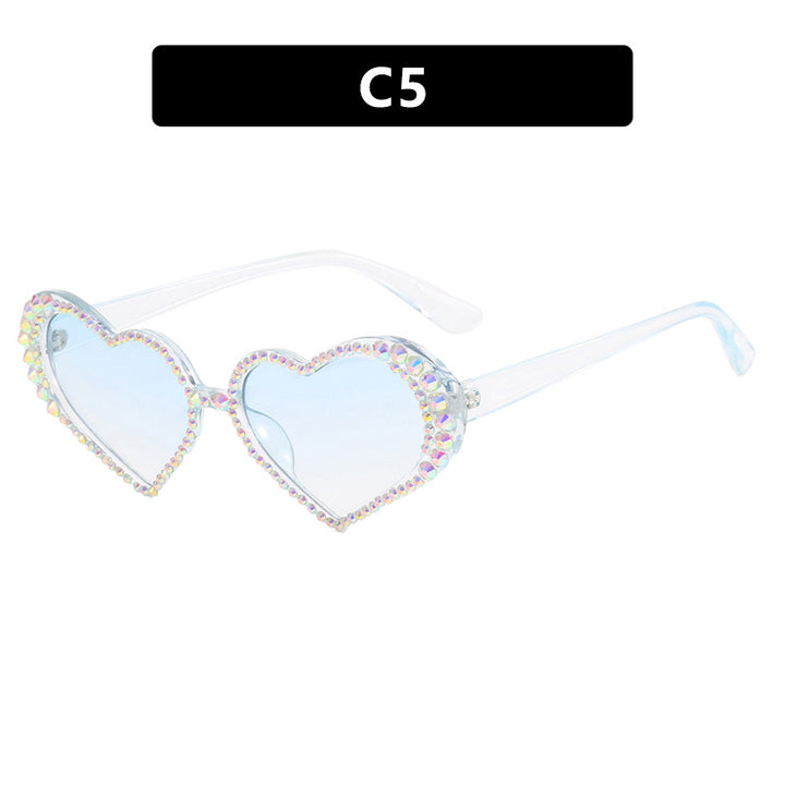 Women's Heart-Shaped Sunglasses with Rhinestone-Embellished Frame Stornfield