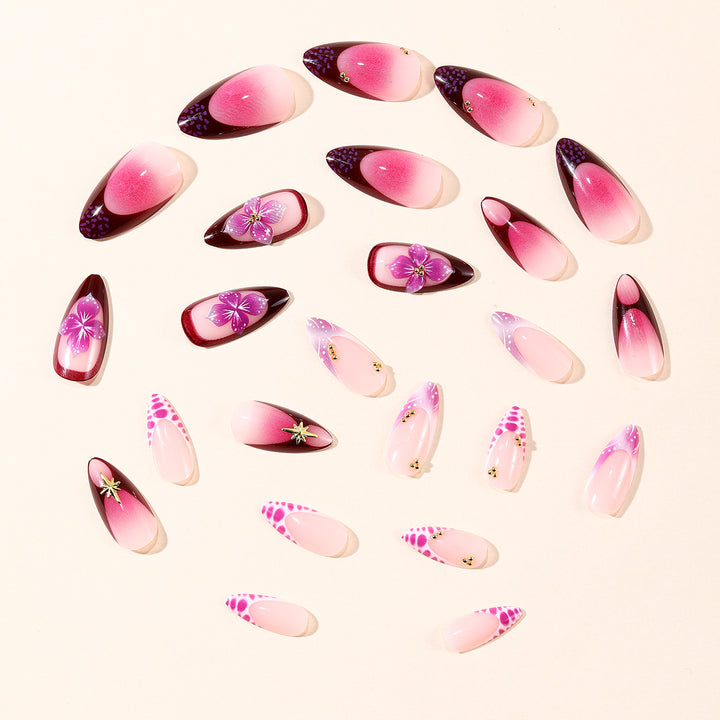 Floral-Accent Stiletto Nail Art Extensions Stornfield