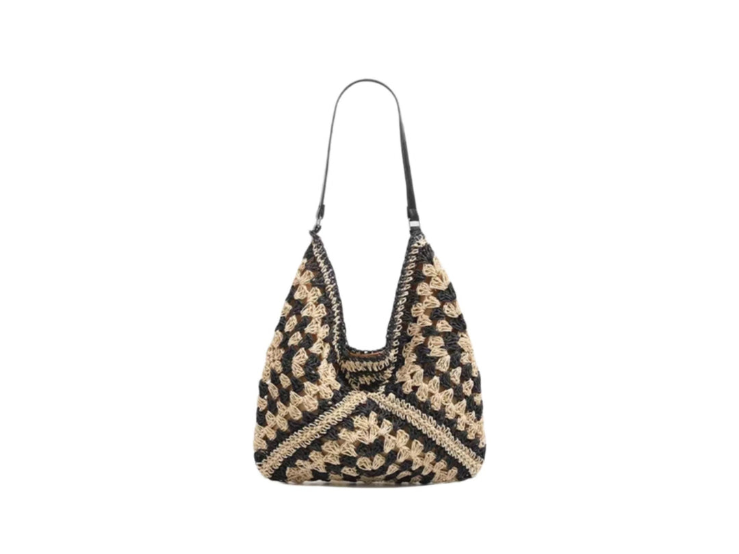 Handbag with Artistic Macrame Design and Flexible Carrying Comfort Stornfield