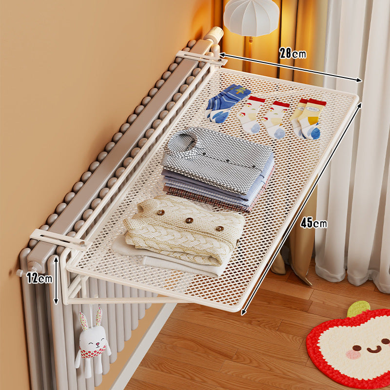 Radiator-Mounted Foldable Mesh Drying Shelf