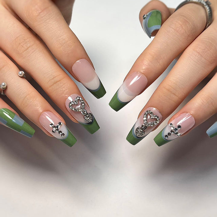 Artistic nail extensions with decorative jewelry effect Stornfield