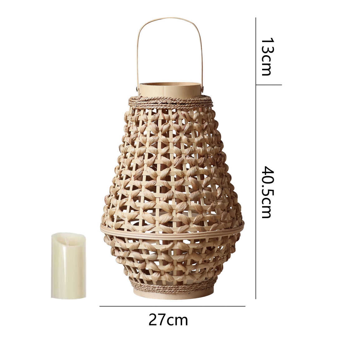 Elegant lantern made of braided rattan Stornfield